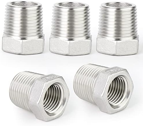 Sourcing Map Pipe Fitting Reducing Adapter, 1/4" NPT Male X G3/8" Female 304 Stainless Steel Reducer Connector For Water Oil Air Pressure Gauge, Silver