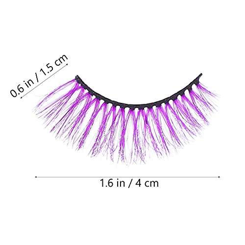 Lurrose Colorful False Eyelashes Long Synthetic Fiber Eyelash 10pcs Natural Curly Volume Lashes Cosplay Eyelashes Extension for Halloween Costume Performance Purple - Image 3