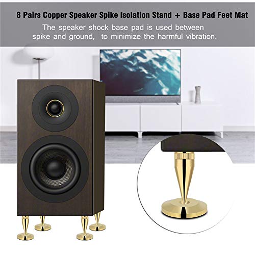 DEWIN Speaker Spike - Speaker Spike Pad Copper Speaker Spike Isolation Stand with Base Pad Feet Mat 8 works 6 x 36MM - Image 3