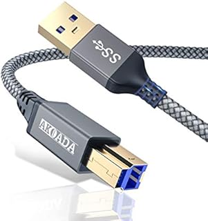 3M USB 3.0 Cable, USB 3.0 Printer Cable A Male to B Male Compatible with Docking Station, USB 3.0 Hubs, External Hard Drives, Printers, Scanners, Multifunction Printers and more (Grey)