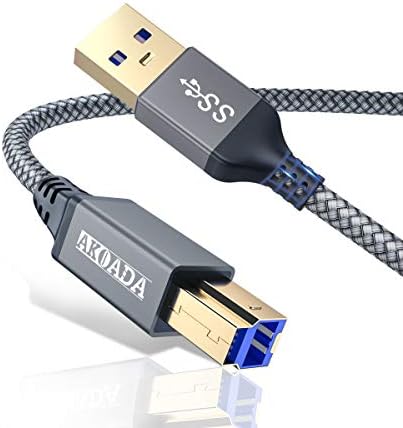 3M USB 3.0 Cable, USB 3.0 Printer Cable A Male to B Male Compatible with Docking Station, USB 3.0 Hubs, External Hard Drives, Printers, Scanners, Multifunction Printers and more (Grey)