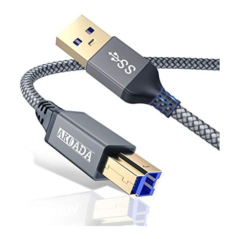 2M USB 3.0 Cable, USB 3.0 Printer Cable A Male to B Male Compatible with Docking Station, USB 3.0 Hubs, External Hard Drives, Printers, Scanners, Multifunction Printers and more (Grey) Cover