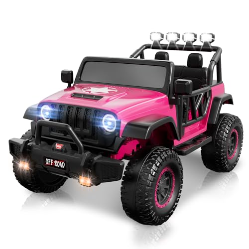 CIYOMY 24V Ride On Toys for Kids, 2 Seater Electric Car w/Remote Control, 3 Speeds, Max 6MPH, 4x200W Motor, LED Lights, Spring Suspension, Music