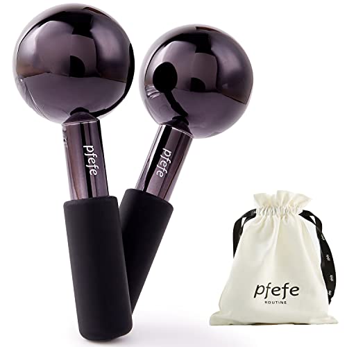 pfefe Ice Globes for Face & Eyes, Unbreakable Stainless Steel Cryo Sticks for Beauty Routines, Facials Cold Roller Cooling Globes for Puffiness, Wrinkles, Dark Circles, Headaches