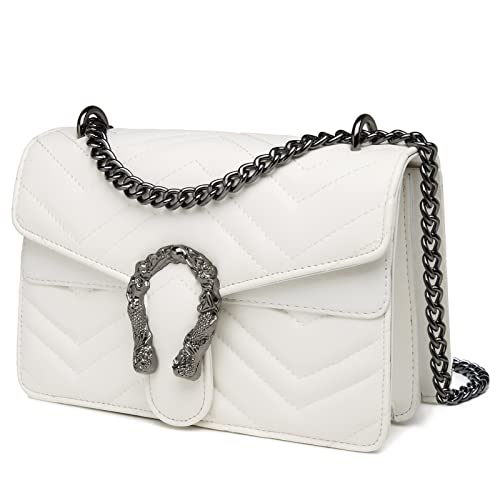 Image of MYHOZEE Crossbody Bags for Women - Snake Printed Clutch Purses Leather Chain Shoulder Bags Evening Handbags
