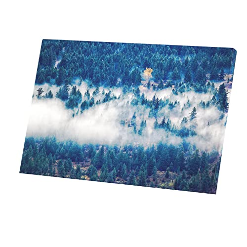 Toile forêt de pin vue d'avion pour ambiance salon zen moderne