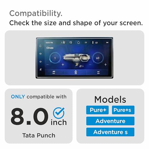 Image of SCREEN GUARD For TATA PUNCH 2026 Facelift || Pure+ | Pure+S | Adventure | Adventure S || 8-INCH INFOTAINMENT TOUCHSCREEN + STEERING CLUSTER PROTECTOR || Anti Scratch | Water Resistant | HD Clear | High Touch Sensitivity | Digital Car Music Stereo Accessories [Not Tempered Glass]