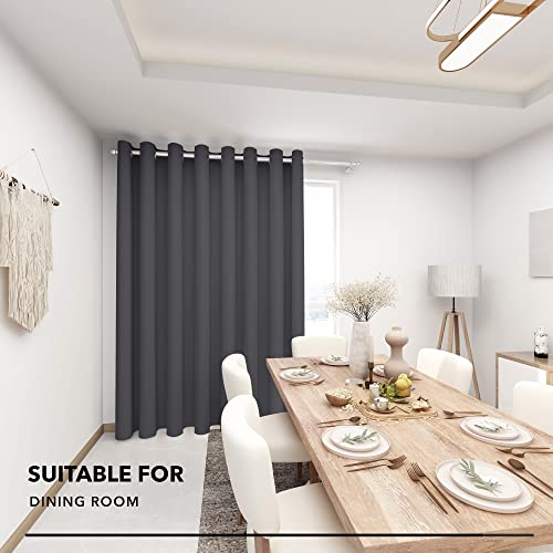 Deconovo Living Room Curtains 100 Inches - Room Darkening Drapes For Office, Wide Width Bedroom Panel For Sliding Door (100W X 84L Inch, Dark Grey, 1 Panel) #TOP3