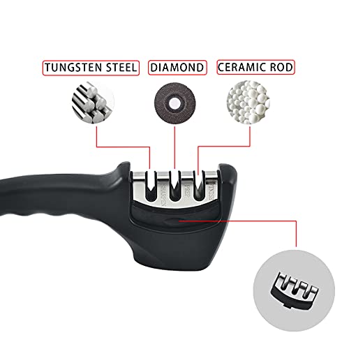 REFFU Knife Sharpener Kitchen Knife Accessories,3 Stage Design Manual Knife Sharpener Kit,Knife Sharpeners for Pocket Knives, to Repair, Restore, Polish Blades - Thumbnail 4