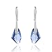 Dsimtion 18K White Gold Plated Hypoallergenic Dangle Earrings for Women Made With Swarovski Crystal (Blue Purple Pink Optional) (Blue)