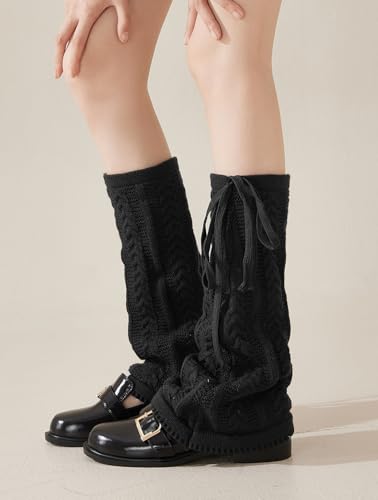 Image of YELAIVP Women's Leg Warmers Knit Kawaii Y2K Harajuku Leg Warmers with Adjustable String for Women Lolita Accessories