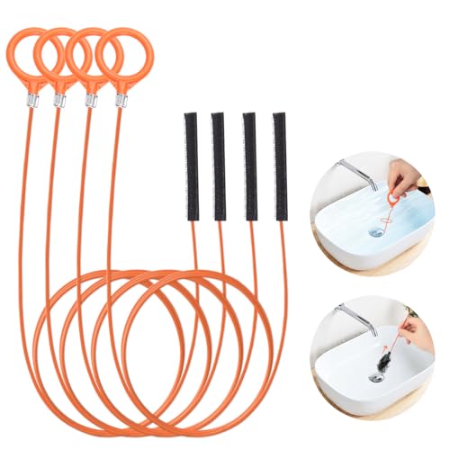 Upgraded 32 Inch Sink Snake Hair Drain Clog Remover, Anti-Break Metal with Nylon Coating Drain Hair Removal Tool, Long Flexible Augers Cleaning Tools for Shower, Kitchen Bathtub, Bathroom, Toilet
