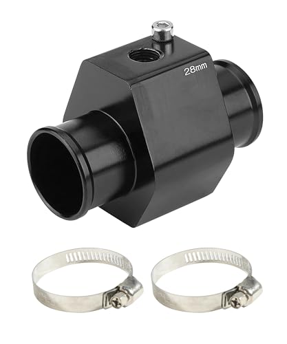 Flaconi Capteur de Température D'eau pour Voiture,1.1”-1.57” Sonde Temperature Moteur,Accessoires de Voiture,Adaptateur de Jauge avec 2 Colliers de Serrage,Convient à la Plupart des Voitures(28mm)