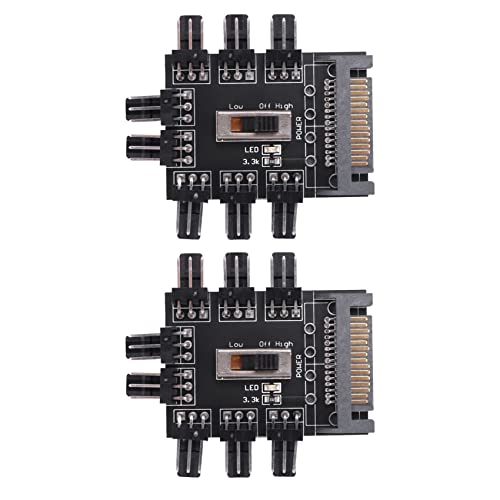 Lckiioy 2X Concentrador de Ventilador de Enfriamiento Enfriador Divisor de MúLtiples Vías Pc Computadora Sata 1 A 8 3Pin