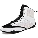 Transpirable y cómodo: los zapatos de boxeo están hechos de tela suave y cuero de microfibra, por lo que los zapatos son livianos y muy convenientes para hacer ejercicio.
