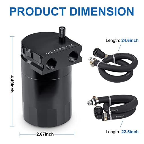 Image of JDMON Oil Catch Can, Passenger Side Oil Separator Compatible with Ford F150 2.7EB 3.5EB 5.0L Passenger Side 2011-2021, Expedition 3.5L EcoBoost 2018-2021, Raptor 3.5L Ecoboost 2017-2021, 350ml Black