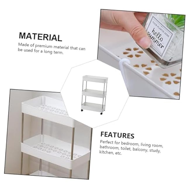 TEHAUX Removable Rolling Kitchen Storage Rack Wide Shelf with Wheels Organizer Cart for Home Bathroom Living Flexible Space-Saving Storage-Iihgucde
