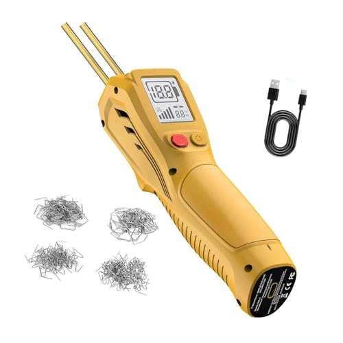 Soldadora portátil de PP de mano de 5 V de voltaje de entrada, grapadora en caliente, máquina de soldadura con 200 pines para reparación de plástico, color amarillo