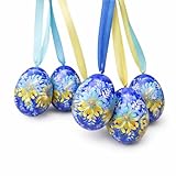 Hand Painted Wooden Ukrainian Easter Eggs Small 4-4,5 cm х 5 pcs, Traditional Petrykivka painting Art Pysanky handmade as Your Easter Tree Hanging Home Decorations
