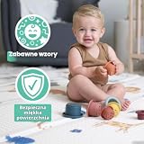 Nuby Dwustronna mata podłogowa dla niemowląt, składana i lekka mata do zabawy dla niemowląt na podłogę, łatwe przechowywanie i podróże, safari