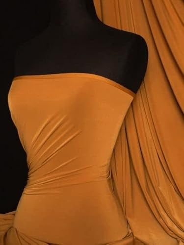 Tia Knight Inspired Fabrics Mustard Premium Quality Silk Touch Lycra | Stretchy Dressmaking Fabric | Sold By The Metre | 50+ Colours In Stock | Same Day Dispatch | By Tia Knight (Mustard)