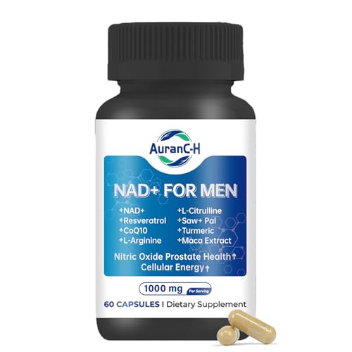 Nitric Oxide Prostate Health Supplements, Nitric Oxide Booster Capsules NAD+ Supplement with Resveratrol, CoQ10, L Citrulline and Lycopene, Cellular Health, Energy & Wellbeing, Cellular Energy Support