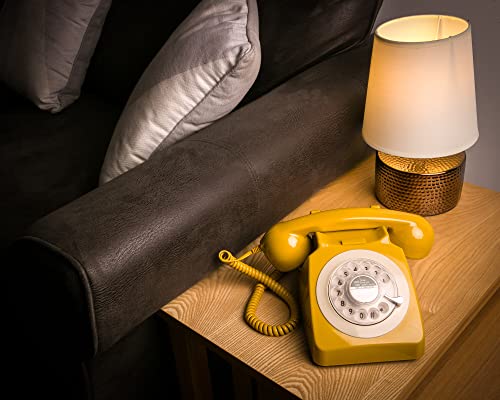 GPO 746ROTARYMUS Retro Telefon mit Wählscheibe im 70er Jahre Design Gelb- Senf Farbe