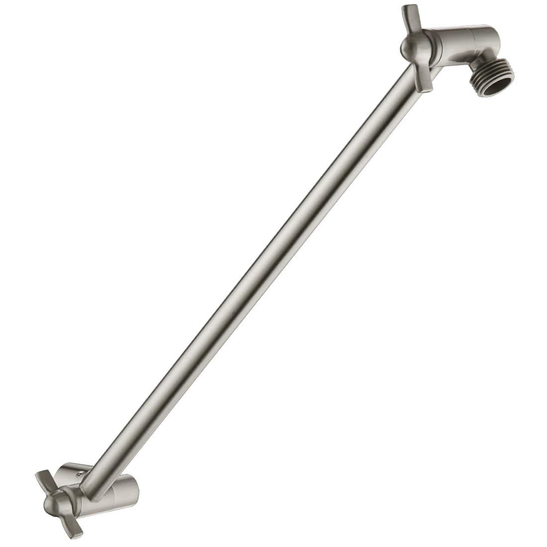 BRIGHT SHOWERS Solid Brass Shower Head Extension Arm, 15 Inch Adjustable