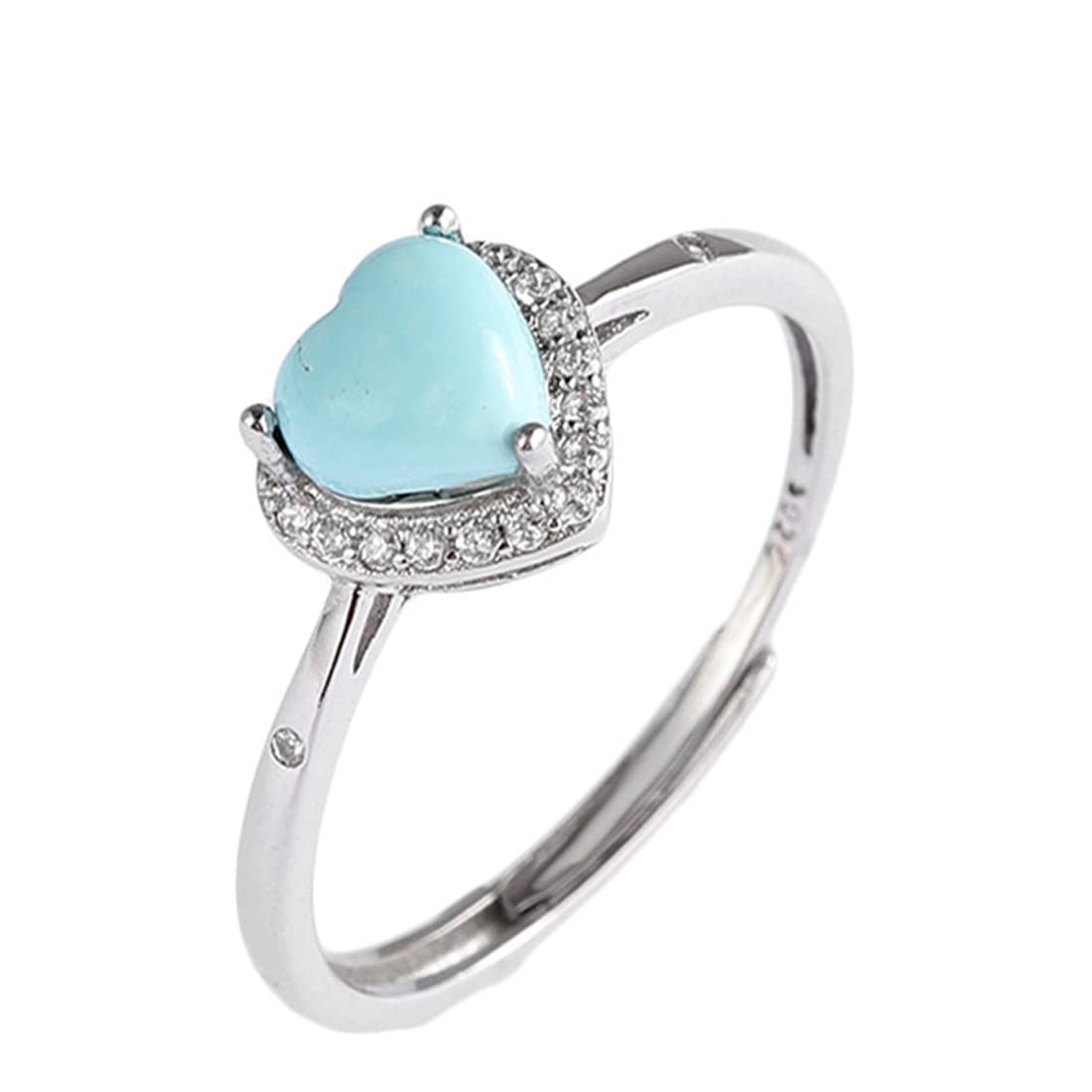 Bague turquoise en coeur argent 925 anneau fin femme