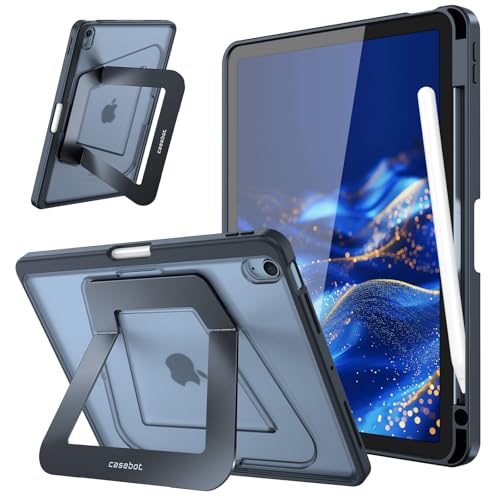Fintie Shockproof Case for iPad Air 11-inch M3 (2025) / M2 (2024), iPad Air 5th (2022) / 4th Generation (2020) 10.9 Inch - Slim Frosted Hard Cover with Multi-Angle Kickstand & Pencil Holder, Black