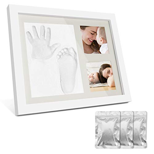 Juego de huellas de mano y pie de beb� para huellas de mano y pie de yeso, marco de madera, juego de huellas de pie con escayola � Recuerdos para la eternidad