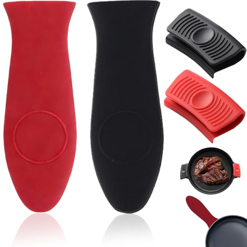 4-Pack Heat-Resistant Silicone Handle Covers, Non-Slip Pot Handle Sleeves for Cast Iron Skillets, Essential Kitchen Accessories