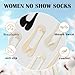 FIYIGO 4 Pairs Tabi Socks for Women, Ice Silk No Show Flip Flop Socks Split Toe Non Slip Low Cut for Loafers Sandals-4 Black