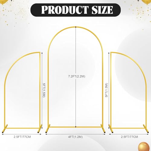 JaGely 3 Sets Wedding Metal Arch Backdrop Stands with Covers 7.2 ft/5 ft Frame Arched Backdrop Polyester Fitted for Party Ceremony Decor(Black) by JaGely - Used condition - Image 2