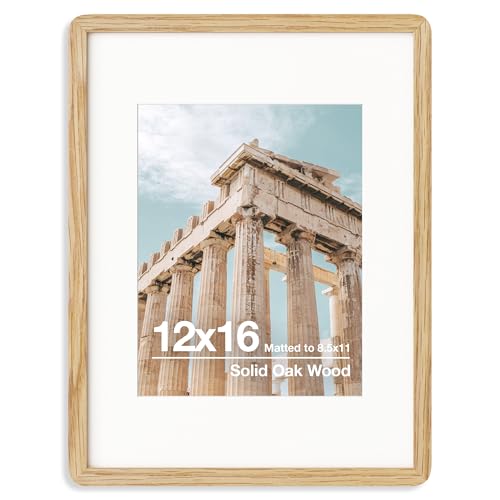 A5サイズ オーク無垢材 フォトフレーム A6サイズ用マット・アクリル板・吊り下げ金具一式付属 ナチュラルオーク (1個)