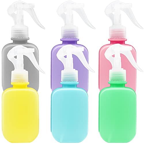 Youngever 6 Pack 8 Ounce Empty Plastic Spray Bottles, Rectangle Spray Bottles for Hair and Cleaning Solutions (6 Colors)