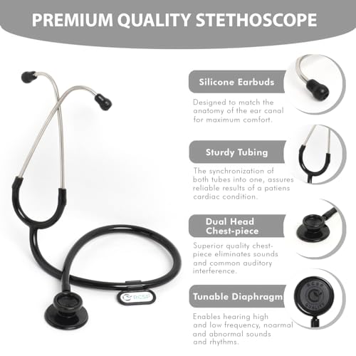 Image of RCSP Stethoscope for Kids Playing Toys Doctor Ala Plastic Body Clear Sound Light Weight Chest Piece Compact & Classic Look Black