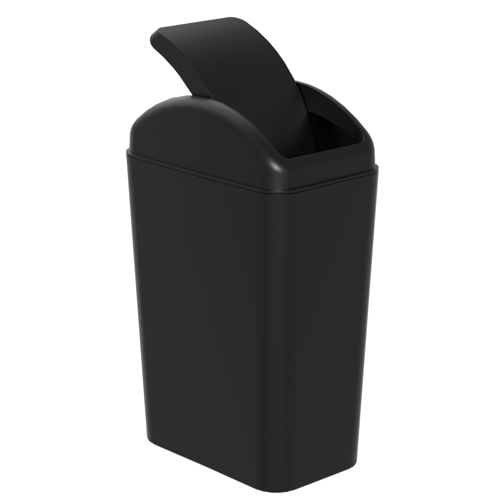Wakikini 15 L Kitchen Bin with Swing Lid, Small Plastic Trash Bin, Black — image 1