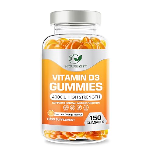 Image of Vitamin D3 4000 IU – 150 Orange Flavour Gummies | High Strength | Calcium Absorption, Immunity, Bones, Teeth & Muscle Support | Vitamin D Gummies for Adults | 5-Month Supply | Vegetarian, Non-GMO
