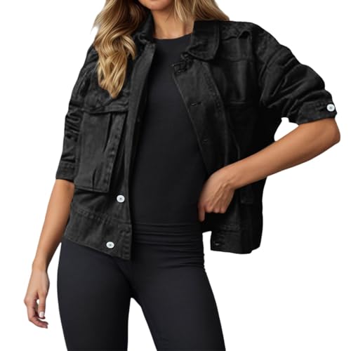 Chaqueta vaquera casual estructurada con botones y acabados de moda textil