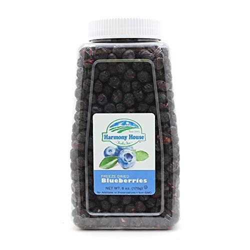 Harmony House Foods Freeze-Dried Blueberries, whole (6 oz, Quart Size Jar)