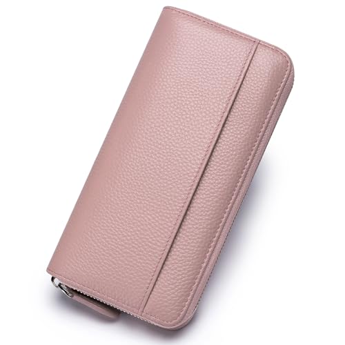 Image of RFID Blocking Womens Zipper Wallet Leather Large Capacity Billfold Clutch Zip Around Wallets for Women