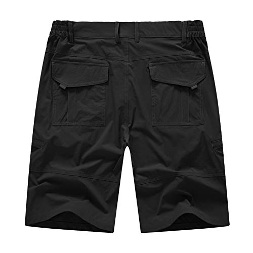 Basudam Men's Cargo Hiking Shorts Stretch Quick Dry Lightweight Work Shorts 6 Pockets For Camping Travel Black 30 #TOP1