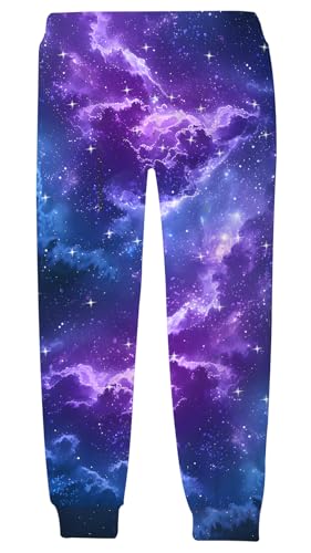 UNICOMIDEA Kids Pants Size 8-9 Years Drawstring Waist Purple Pants for Boys with Pockets Graffiti Novelty Print Kid Sweatpant Sport Athletic Trousers — view 4