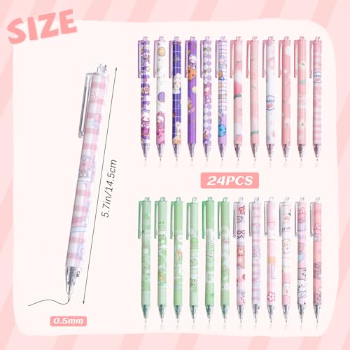 Set de 24 bolígrafos gel kawaii punta fina 0.5mm tinta negra miniatura 2