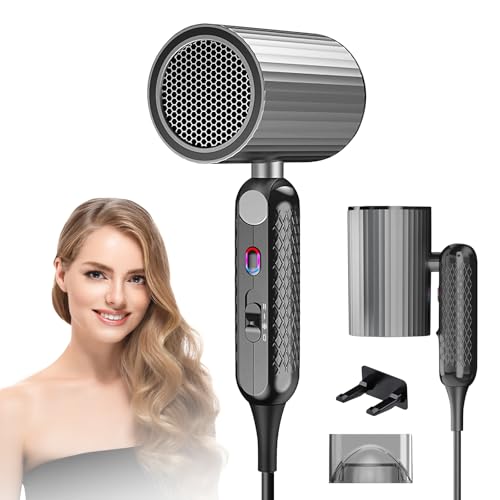 Anluomania Secador de pelo Profesional, 1800W Secador Pelo Ionico, Hair Dryer, Secador de pelo Plegable, 3 Temperaturas / 2 Velocidades, Incluye Boquilla Concentradora, para uso Doméstico y Viaje
