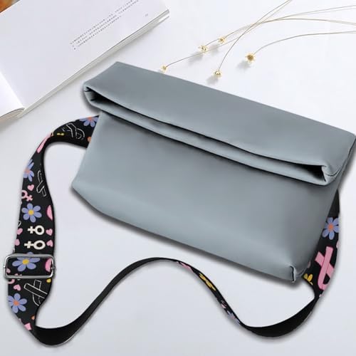 Image of GLENLCWE Breast Cancer Pink Ribbon Wide Shoulder Strap, Adjustable Replacement Belt for Crossbody Canvas Bag Handbag