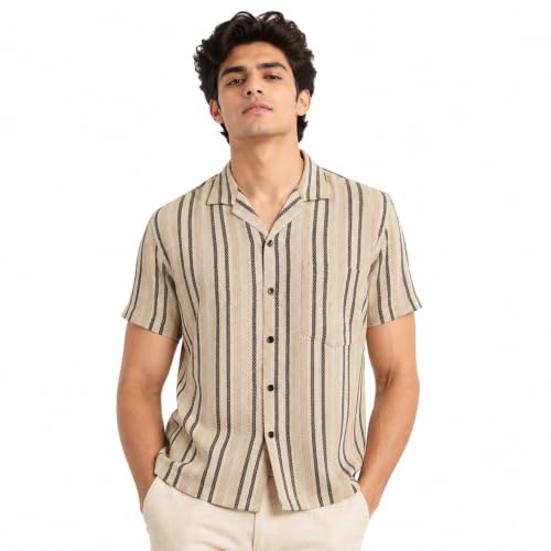 Image of Men's Jute Cotton Half Sleeve Shirt for Man |Lightweight & Breathable Casual Summer Wear | Crochet Shirt for Men, Shirts for Men Stylish, Mens Casual Shirts