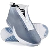 Waterproof Shoe Covers Slip-Resistant Overshoes Newly Upgraded and Latest Model for Men Women, Reusable Rain Boots for Outdoor, Cycling, Hiking, Work (Transparent, L (Women 8-10.5, Men 7-10))