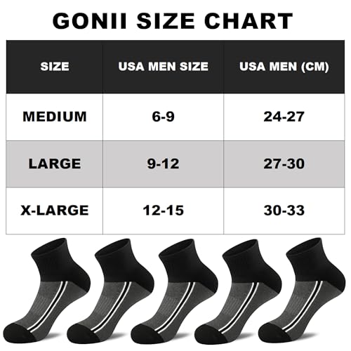 Image of Gonii Mens Athletic Ankle Socks 5-Pairs | Running,Hiking,Sports,Workout,Gym,Golf,Blister Defense,Cushioned,Arch Support,Compression,Comfortable,Quarter